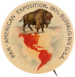 PAN-AMERICAN EXPOSITION OUTSTANDING LARGE AND RARE 1901 BUTTON PHOTOGRAPHED FOR BUTTON POWER.