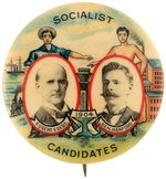 DEBS & HANFORD GRAPHIC 1904 SOCIALIST PARTY JUGATE BUTTON.