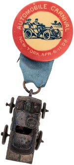 HISTORIC 10TH BIRTHDAY CAR BUTTON FOR THE 1908 NEW YORK CITY AUTOMOBILE CARNIVAL.