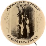 GERONIMO APACHE CHIEF RARE FIRST OFFERED FULL FIGURE REAL PHOTO BUTTON C. 1905-1906.