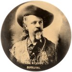 "COL. W.F.CODY/BUFFALO BILL/COPYRIGHT" LARGE 2.5" REAL PHOTO DISPLAY CELLULOID WITH EASEL.