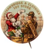 SANTA DISPENSES GIFTS TO WORLD WAR I TROOPS BUTTON FROM FAMOUS PHILA. STORE.