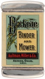 RARE AND BEAUTIFUL CELLO WRAPPED MATCHSAFE FOR BUCKEYE BINDER AND MOWER W/ORIGINAL BOX.