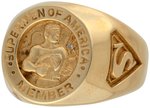 SUPERMAN "SUPERMEN OF AMERICA RING COLLECTION" LIMITED EDITION GOLD & DIAMOND REPRODUCTION RING.
