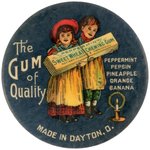 POCKET MIRROR SHOWS CHILDREN WITH GIANT PACKAGE OF "PEPPERMINT/SWEET WHEAT CHEWING GUM".