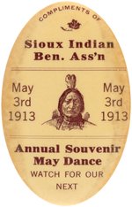 SITTING BULL PICTURED AND NAMED ON POCKET MIRROR FOR ANNUAL "MAY DANCE/SIOUX INDIAN BEN. ASS'N."