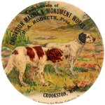 POCKET MIRROR FOR MINNESOTA "CROOKSTON MARBLE & MONUMENT WORKS" W/1910 COPYRIGHT.