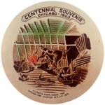 POCKET MIRROR CHICAGO 1903 CENTENNIAL & 1871 CHICAGO FIRE SHOWING THE O'LEARY COW KICKING LANTERN.