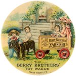 POCKET MIRROR SHOWS "THE BERRY BROTHERS' (VARNISHES) TOY WAGON/TAKEN FROM LIFE" IN SUPERB COLOR .