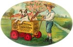 RARE OVAL POCKET MIRROR FOR BERRY BROTHERS VARNISHES WITH WAGON, DOG, & BOY IN SAILOR SUIT.