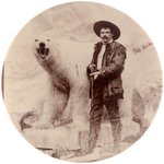 REAL PHOTO POCKET MIRROR ST. LOUIS 1904 EXPO W/POLAR BEAR, HUNTER W/RIFLE & 4 HIDDEN ANIMAL IMAGES.