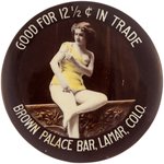 TINTED REAL PHOTO COLORADO BAR POCKET MIRROR "GOOD FOR 12 1/2¢ IN TRADE".