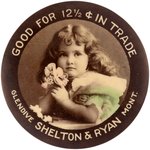 REAL PHOTO GLENDIVE, MONTANA POCKET MIRROR "GOOD FOR 12 1/2¢ IN TRADE".