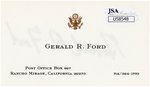 GERALD FORD SIGNED BUSINESS CARD.