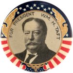 "FOR PRESIDENT WM. H. TAFT" EAGLES FLANKING PORTRAIT BUTTON HAKE #52.