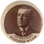 "FOR PRESIDENT WOODROW WILSON REAL PHOTO STUD BACK BUTTON HAKE #85.