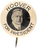 "HOOVER FOR PRESIDENT" BOLD LITHO PORTRAIT BUTTON HAKE #57.