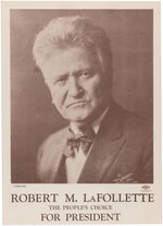 "ROBERT M. LA FOLLETTE THE PEOPLE'S CHOICE FOR PRESIDENT" POSTER.