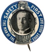 WILSON "THE MAN OF THE EIGHT HOUR DAY" RAILROAD LOCOMOTIVE BUTTON HAKE #75.