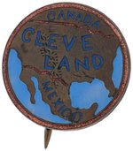 CLEVELAND ENAMEL NORTH AMERICAN MAP WITH USA AS "CLEVE-LAND."