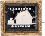 "HARRISON & REFORM" LOG CABIN & HARD CIDER BARREL SULFIDE BROOCH.
