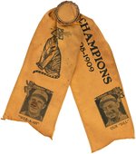 1908-09 DETROIT TIGERS "CHAMPIONS" RIBBON & PINBACK FRAME W/HUGHIE JENNINGS (HOF).