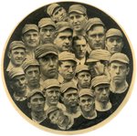 1910 PHILADELPHIA ATHLETICS WORLD CHAMPIONS BUTTON W/FIVE HALL OF FAMERS.