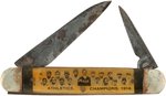 1914 PHILADELPHIA ATHLETICS/BOSTON BRAVES "CHAMPIONS" REAL PHOTOS POCKET KNIFE W/SEVEN HOFERS.