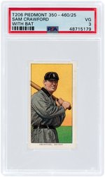 1909-11 T206 WHITE BORDER PIEDMONT 350-460/25 SAM CRAWFORD (HOF) WITH BAT PSA VG 3.