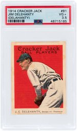 1914 CRACKER JACK #81 JIM DELEHANTY (DELAHANTY) PSA VG+ 3.5.