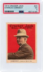 1914 CRACKER JACK #23 CHARLES COMISKEY (HOF) PSA VG 3.