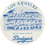 1959 LOS ANGLES DODGERS "NATIONAL LEAGUE CHAMPIONS" LARGE CARDBOARD BADGE.