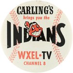 1954 CLEVELAND INDIANS "CARLING'S/WXEL-TV CHANNEL 8" VARIETY BUTTON.