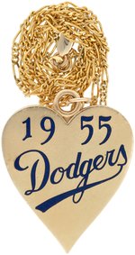 1955 BROOKLYN DODGERS "WORLD CHAMPIONS" IMPRESSIVE & HIGH QUALITY PRESENTATION PENDANT.