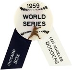 1959 WORLD SERIES BADGES "LOS ANGELES DODGERS" AND "CHICAGO WHITE SOX".