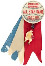 1937 "AMERICAN LEAGUE/NATIONAL LEAGUE" ALL-STAR GAME BUTTON W/CHARM.