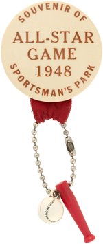 1948 ALL-STAR GAME "SOUVENIR OF SPORTSMAN'S PARK" LARGE VARIETY BUTTON W/CHARMS.