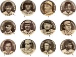 1910-1912 SWEET CAPORAL CIGARETTES HIGH GRADE COMPLETE SET OF 204 BUTTONS W/MANY HOF PLAYERS.