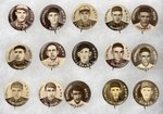 1910-1912 SWEET CAPORAL CIGARETTES HIGH GRADE COMPLETE SET OF 204 BUTTONS W/MANY HOF PLAYERS.