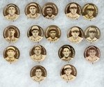 1910-1912 SWEET CAPORAL CIGARETTES HIGH GRADE COMPLETE SET OF 204 BUTTONS W/MANY HOF PLAYERS.