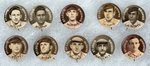 1910-1912 SWEET CAPORAL CIGARETTES HIGH GRADE COMPLETE SET OF 204 BUTTONS W/MANY HOF PLAYERS.