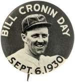 1930 BILL CRONIN DAY "SEPT. 6, 1930" BUTTON.