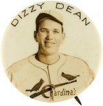 1930s DIZZY DEAN IN ST. LOUIS CARDINALS UNIFORM RARE REAL PHOTO BUTTON.