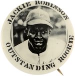 1947 JACKIE ROBINSON (HOF) "OUTSTANDING ROOKIE" RARE REAL PHOTO BUTTON (SMALL VERSION).