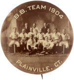 1904 PLAINVILLE, CT INTEGRATED BASEBALL TEAM REAL PHOTO BUTTON WITH BLACK PLAYER.
