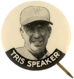 C. 1927 TRIS SPEAKER (HOF) IN WASHINGTON SENATORS UNIFORM PHOTO BUTTON FROM RARE SET.