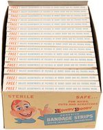 HOWDY DOODY ADHESIVE BANDAGE STRIPS NEAR COMPLETE STORE DISPLAY BOX.