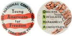 YOUNG AMERICANS FOR FREEDOM & ANTI OSHA CONSERVATIVE BUTTON PAIR.