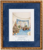 GEORGE & BARBARA BUSH SIGNED 1990 WHITE HOUSE CHRISTMAS PRINT.