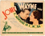JOHN WAYNE SOMEWHERE IN SONORA RARE TITLE CARD.